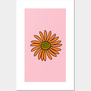 Beautiful, Cute, Pretty, Orange flower design. Posters and Art